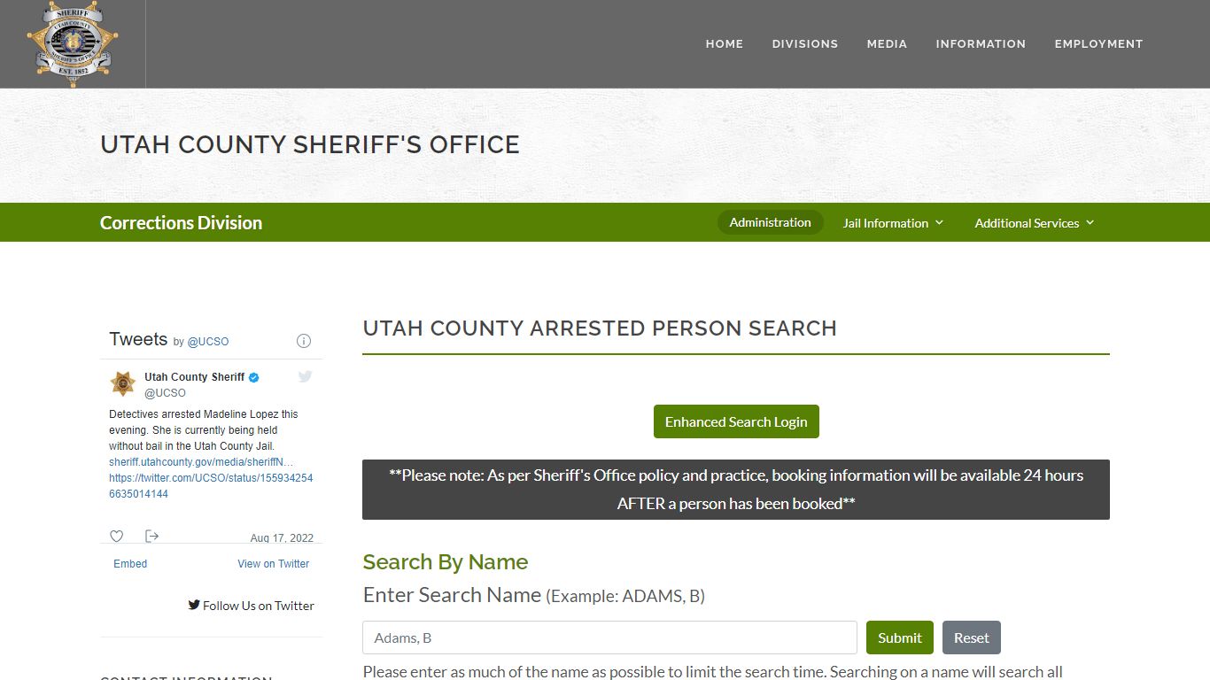 Utah County Sheriff's Office Inmate Search